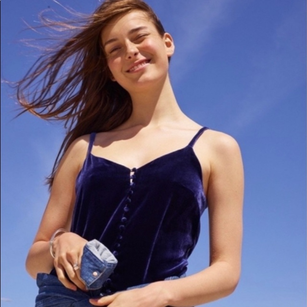 Madewell | Velvet Button-Down Cami | Navy | Size 6